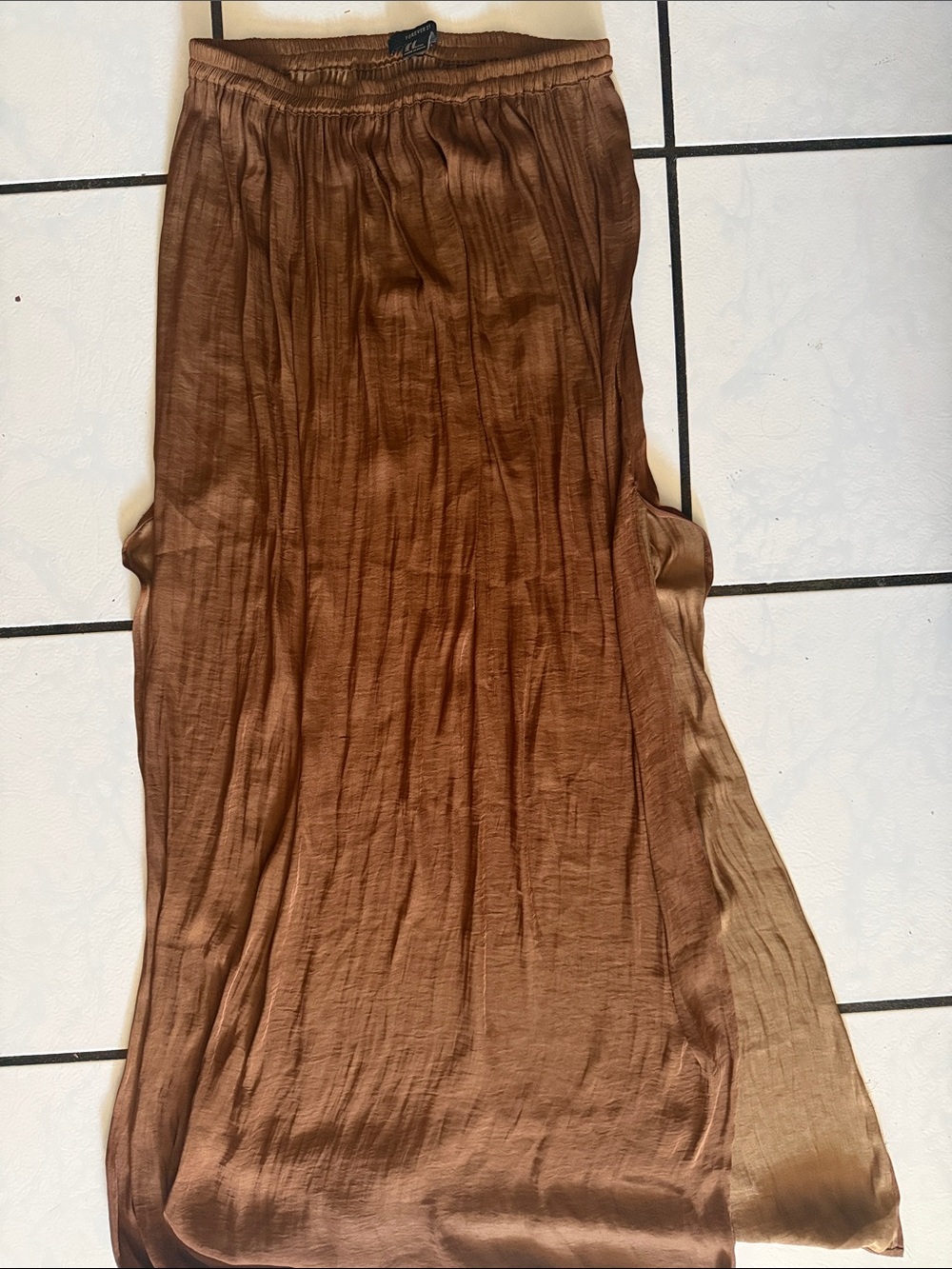 Brown Satin Maxi Skirt - Lightweight Women’s Skirt
